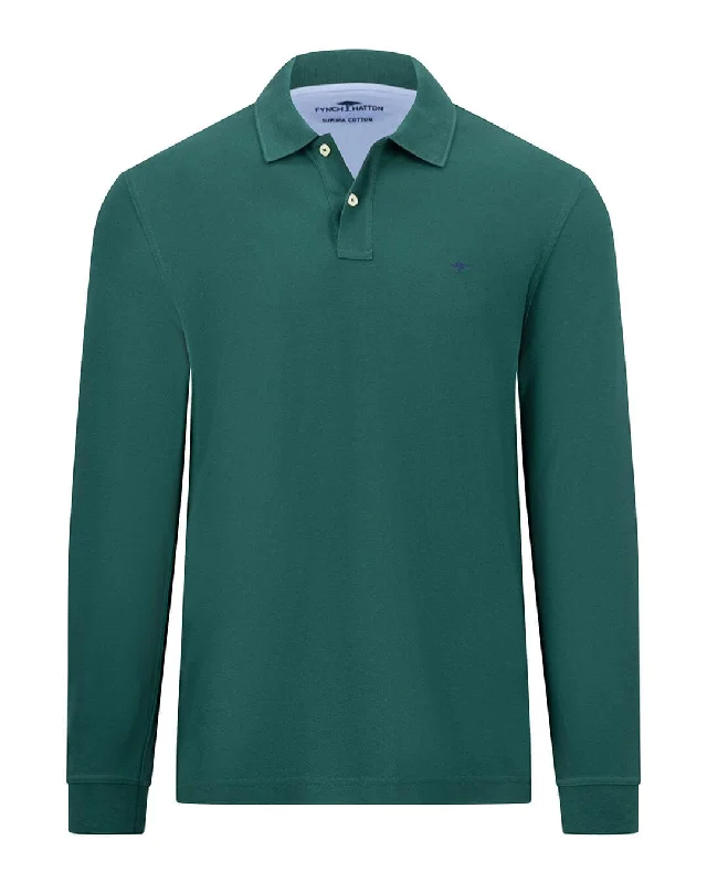 Fynch-Hatton Long Sleeved Supima Dark Green Polo Shirt