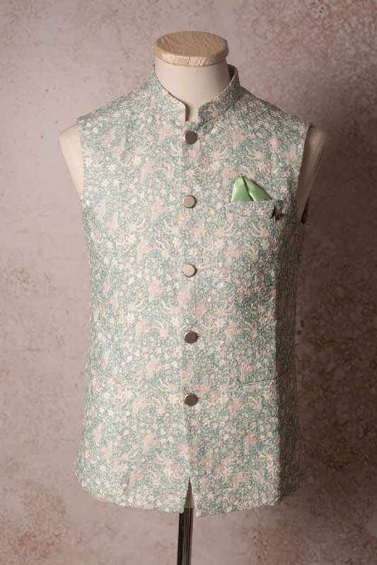 Weekend Discounts to Relish Print & woven waistcoat N9_2138