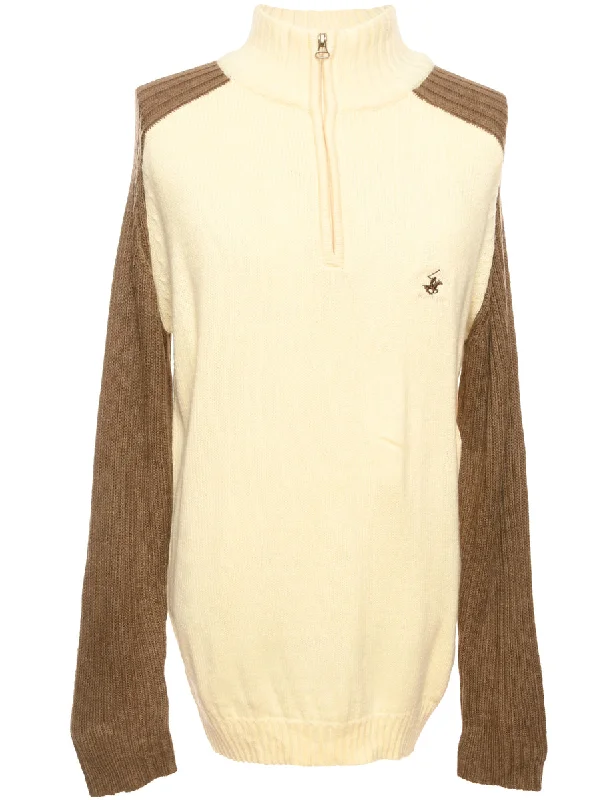 Deal Alert Quarter Zip Pale Yellow Jumper - L