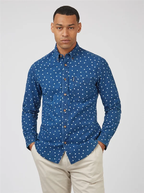 Weekend Deals That Sparkle Ben Sherman Indigo Spot Print Dark Blue Shirt