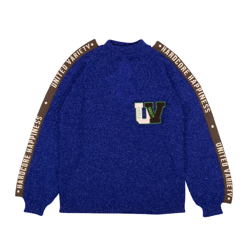 Extra Savings Survival Of The Fashionest Glitter Slogan Sweater - Blue