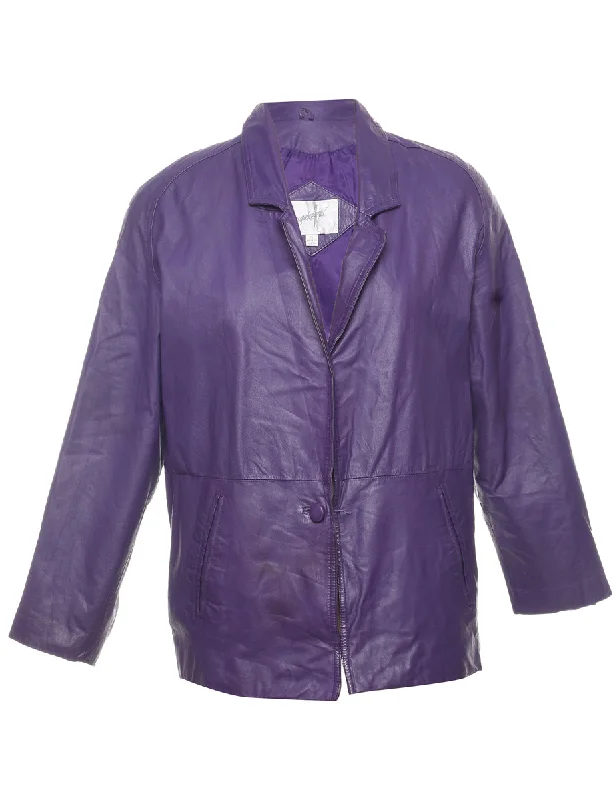 Weekend Offers That Tempt Purple Classic Leather Jacket - S