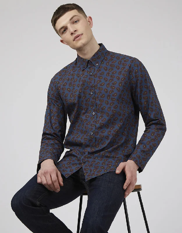 Early Access Ben Sherman Mini Paisley Print Blue Denim Shirt
