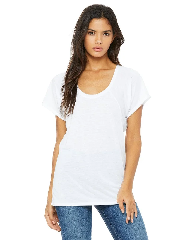 Super Bargain Bella+Canvas Ladies Flowy Raglan T-Shirt | White