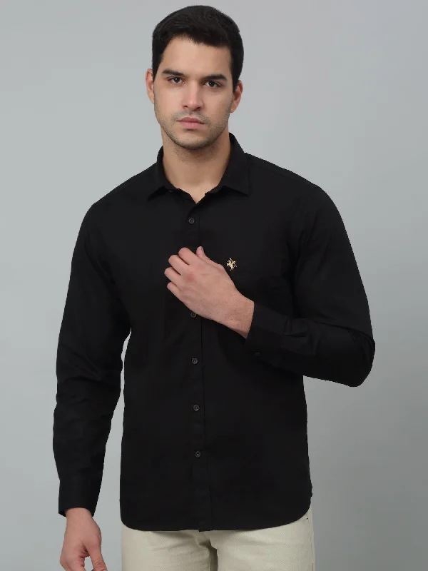Weekend Savings Spectacle Men's Black Casual Plain Full Sleeve Shirt