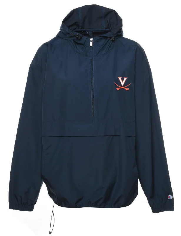 Flash Sale Quarter-Zip Navy Nylon Jacket - L