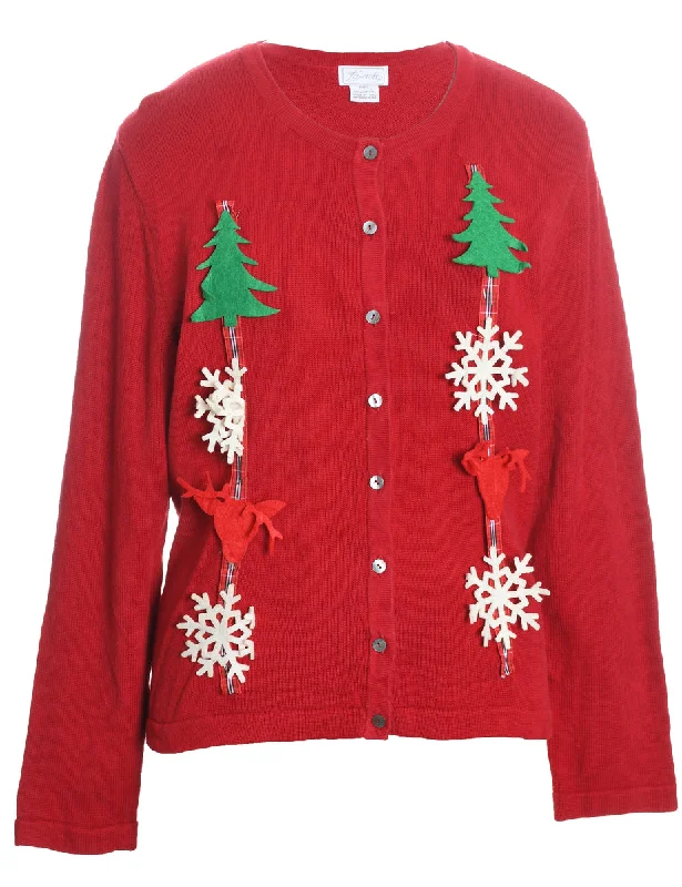 Weekend Deal Red Christmas Cardigan - L
