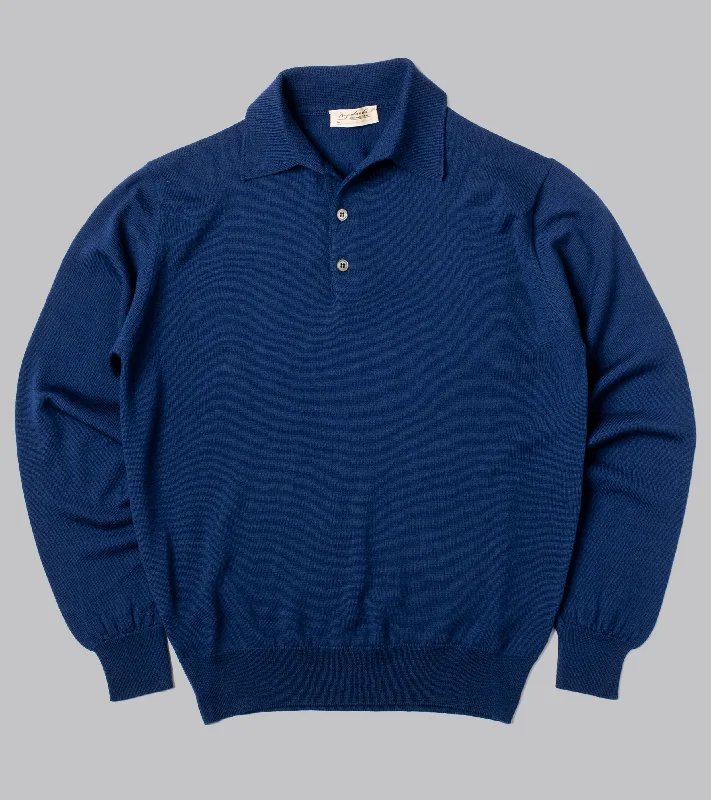 Top Pick Bryceland's Merino Long-Sleeve Polo Blue
