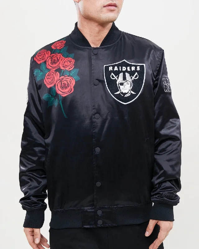 NFL LAS VEGAS RAIDERS ROSE MEN'S SATIN JACKET (BLACK)