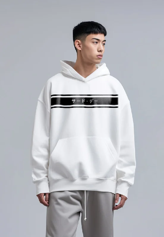 Exclusive Offer MOA77 Hoodies Premium ScubaLux Anti Kusut Waterproof "Katakana Invert 2lines" Putih