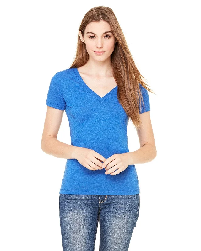 Lowest Price Bella+Canvas Ladies Triblend Deep V-Neck T-Shirt | True Royal Trbln