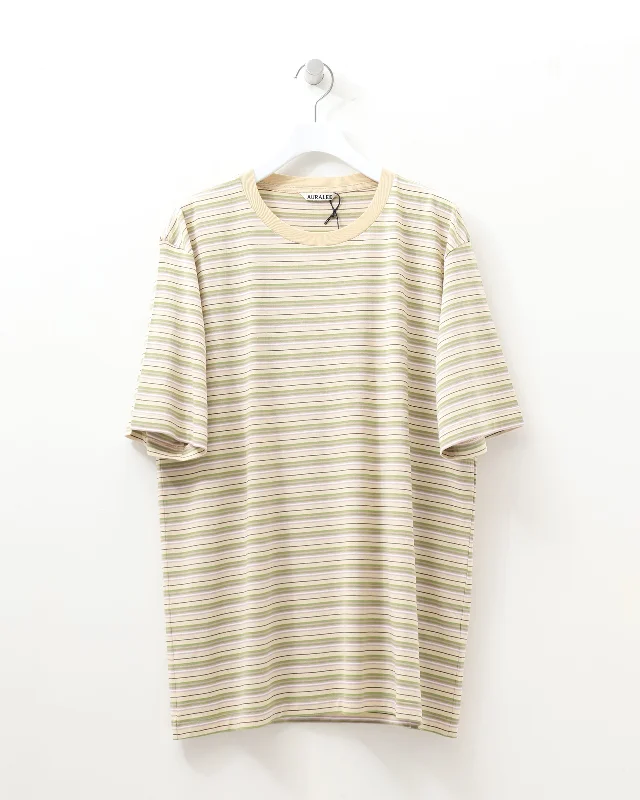 Online Exclusive HARD TWIST COTTON BORDER TEE BEIGE BORDER