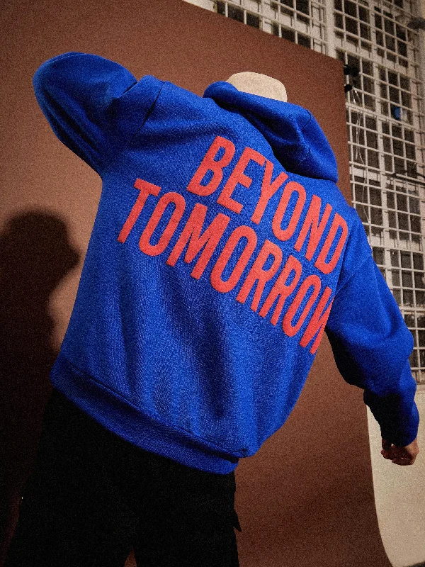 Weekend Discounts to Delight Men Blue BEYOND TOMORROW Oversized Zipper Hoodie