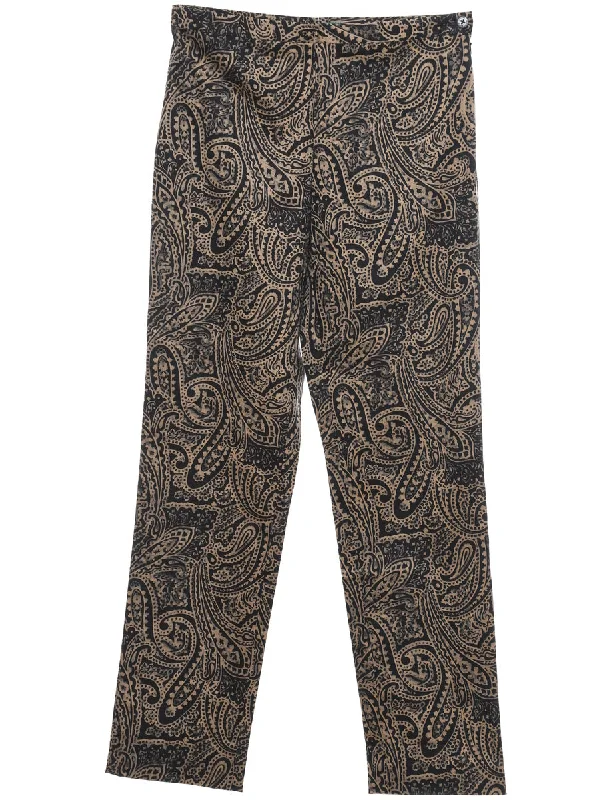 Weekend Steals Await Ralph Lauren Light Black & Brown Paisley Pattern Trousers - W30 L30