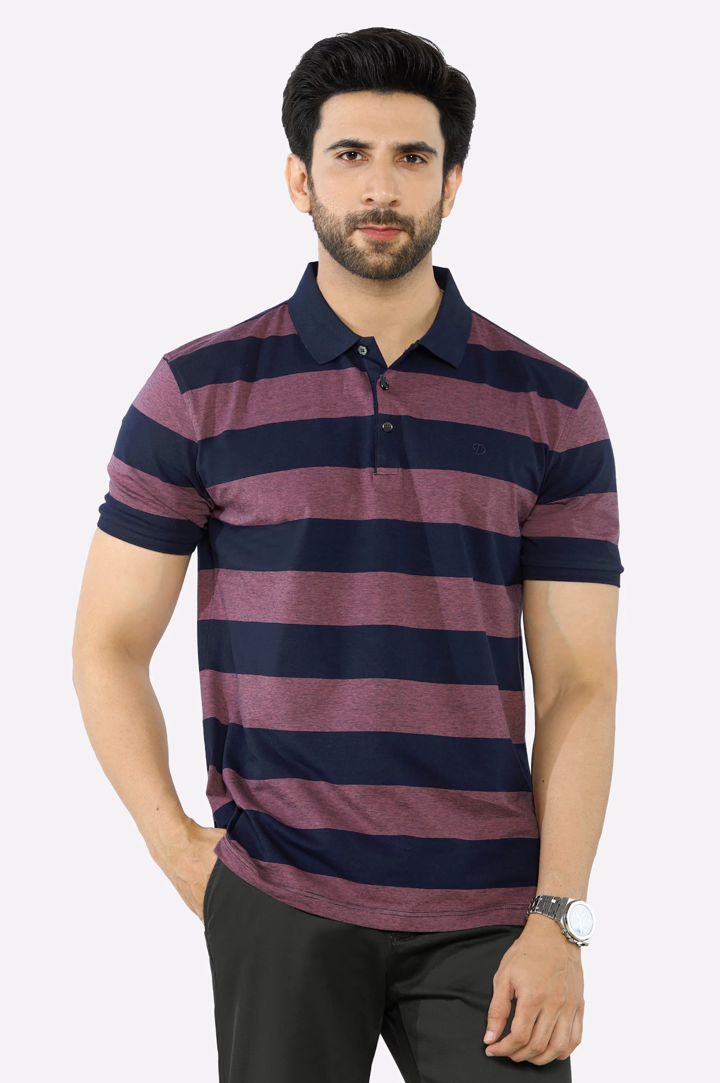 Purple Yarn Dyed Polo