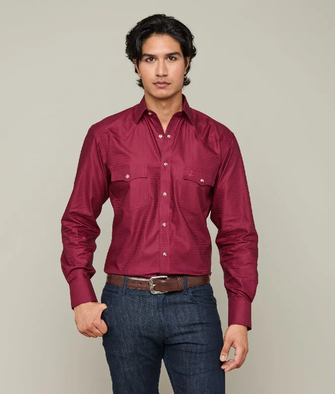 Square Dobby Shirt :: Burgundy