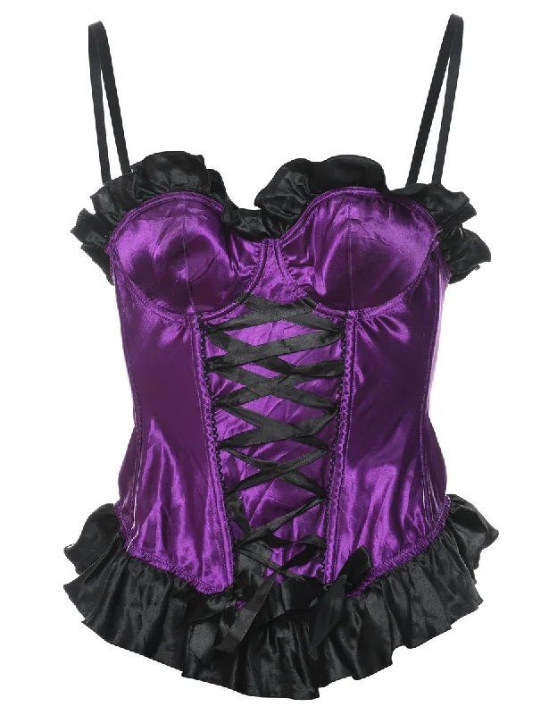 Weekend Savings Bonanza Purple & Black Frilly Corset - S