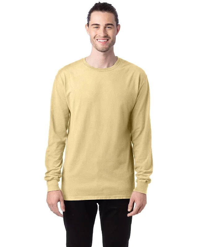 ComfortWash by Hanes Unisex 100% Ringspun Cotton Long Sleeve T-Shirt | Summer Sqsh Ylw