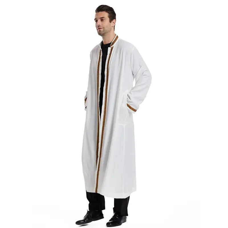 Muslim Men Arab Bisht Thobe Outwear Cardigan Open Thobe Thawb