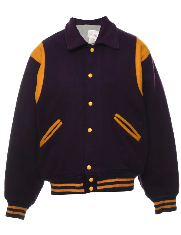 Weekend Shopping Extravaganza Purple & Yellow Vintage Christian Academy Varsity Jacket - L