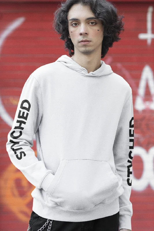 Weekend Deals That Dazzle Styched Sleeve Print Premium Non Zipper White Hoodie