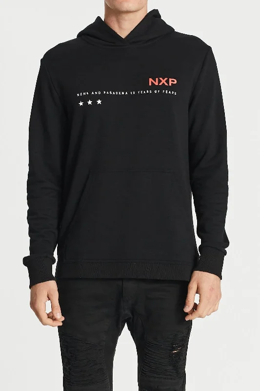Sale Alert Nena & Pasadena MENS PROMINENT STEP HEM HOODED SWEATER - JET BLACK