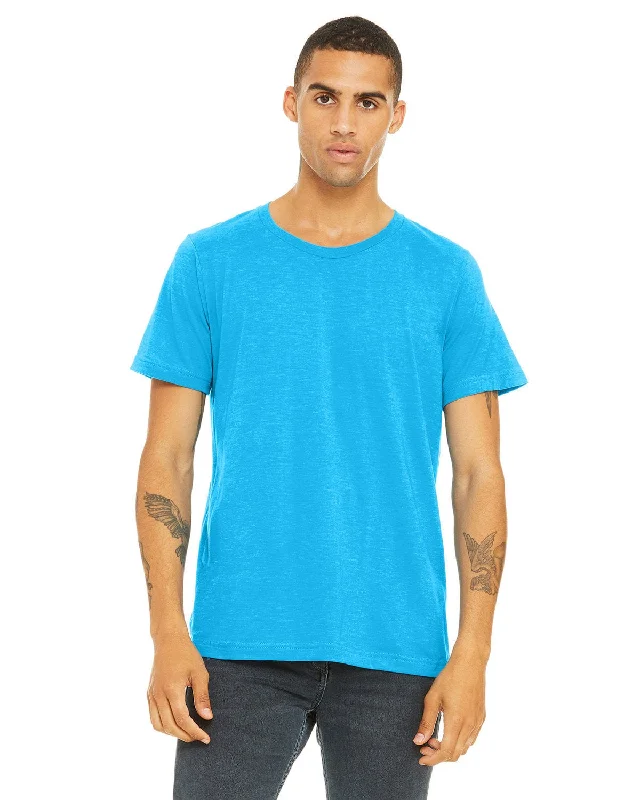 Bella+Canvas Mens Poly-Cotton Short Sleeve T-Shirt | Neon Blue