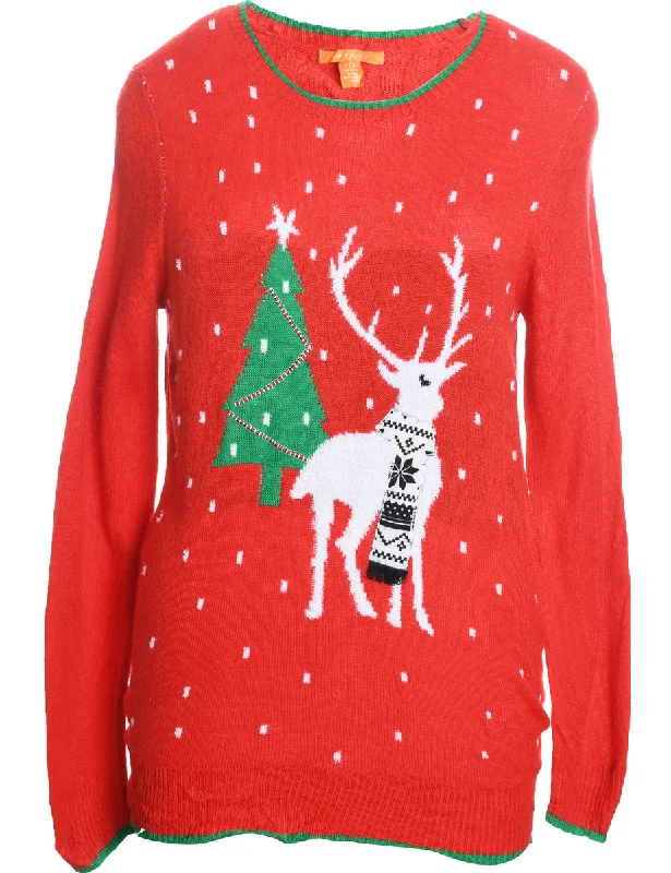 Make Your Weekend Count with Savings Red Christmas Jumper - L