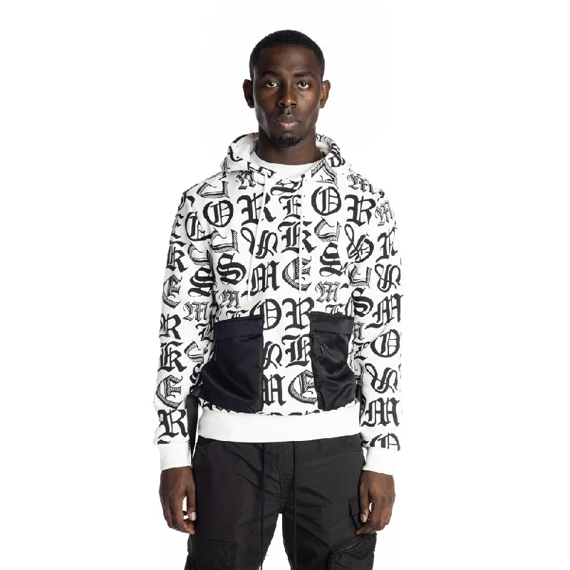 Weekend Deals That Impress Monogram Fashion Hoodie - White/Black