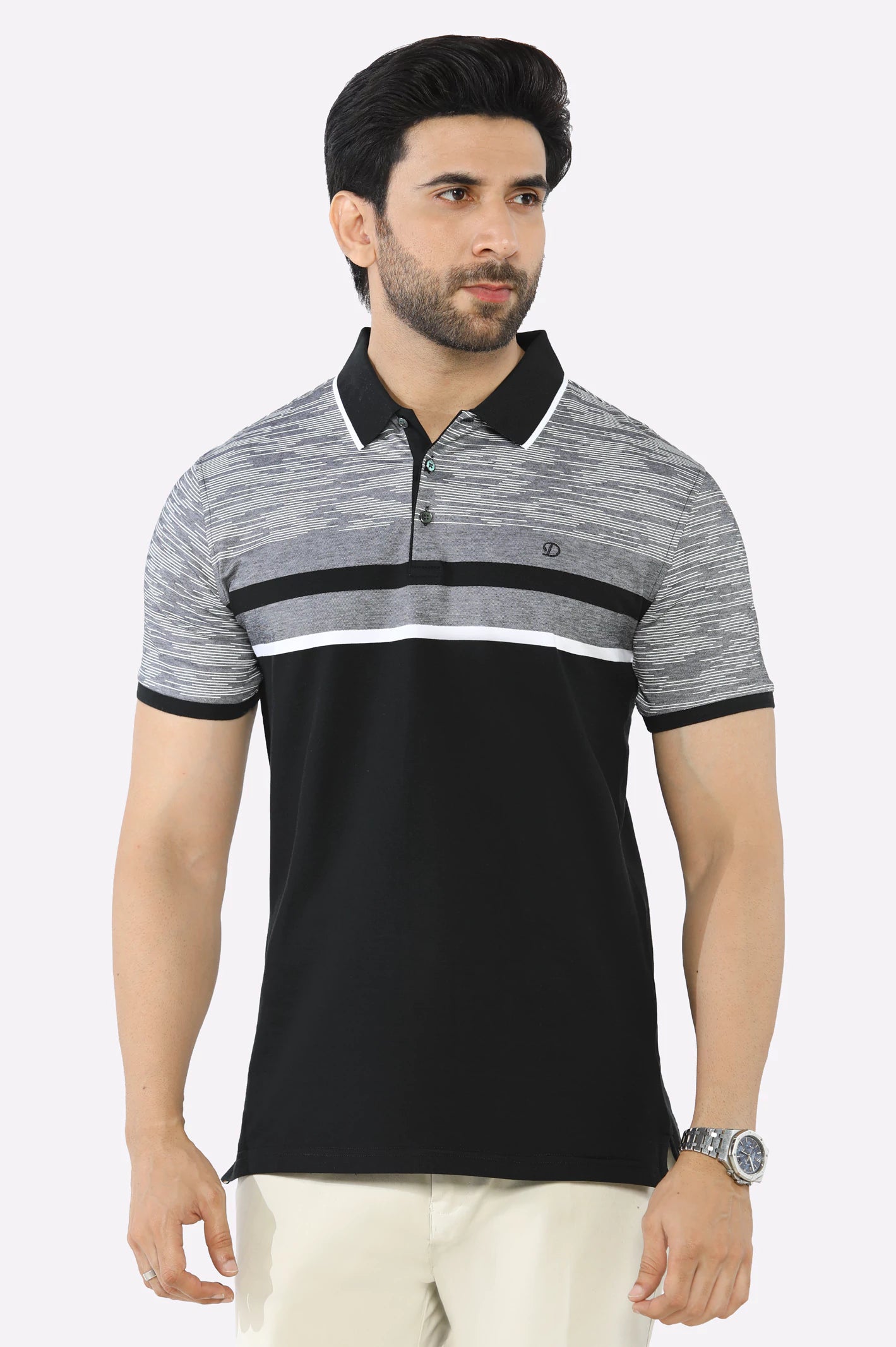 Black Yarn Dyed Polo