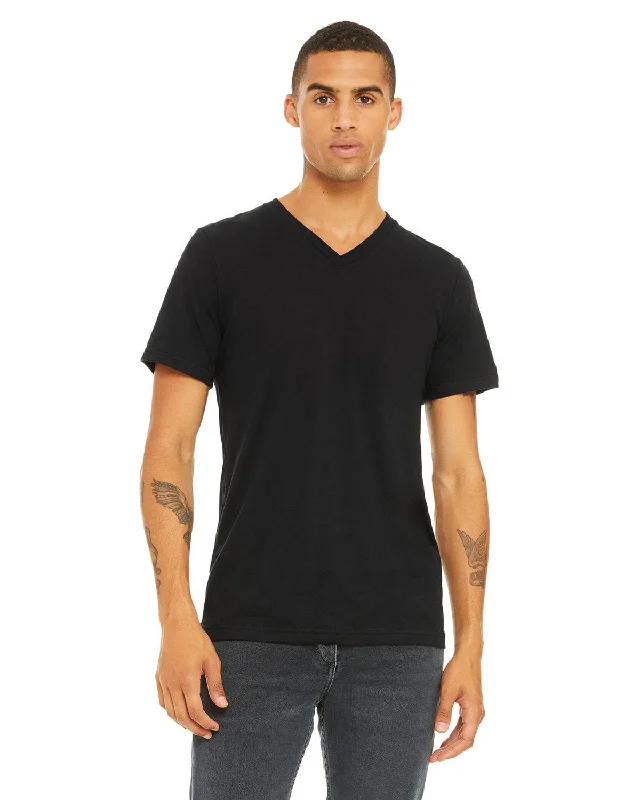 Bella+Canvas Unisex Triblend Short Sleeve V-Neck T-Shirt | Solid Blk Trblnd