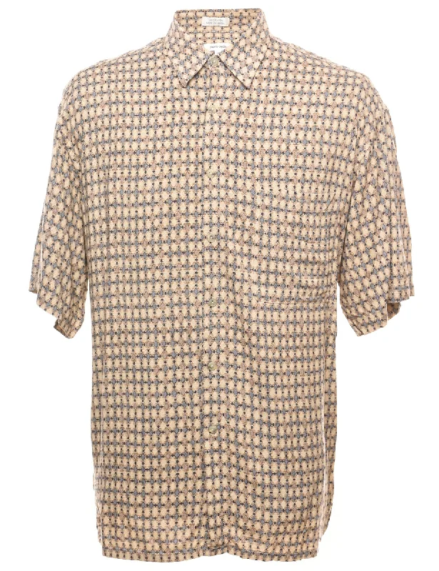 Unbeatable Deal Pierre Cardin Short Sleeve 1990s Light Grey & Beige Shirt - L