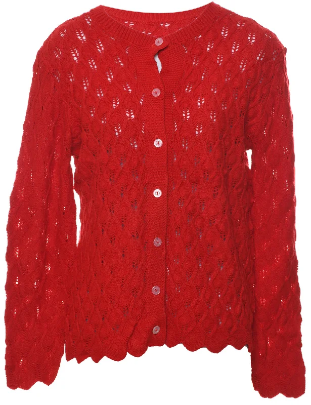Weekend Savings Bonanza Red Crochet Cardigan - L