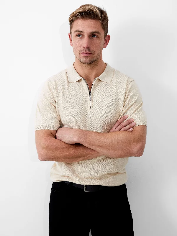 Exclusive Offer Zip Neck Short Sleeve Polo Shirt