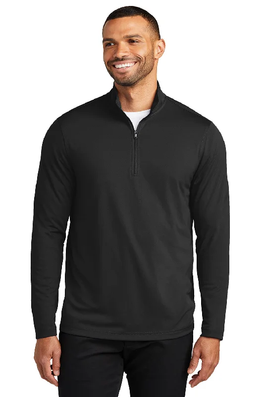 Deep Savings Port Authority Mens Dry Zone Moisture Wicking Micro Mesh 1/4 Zip Sweatshirt - Deep Black