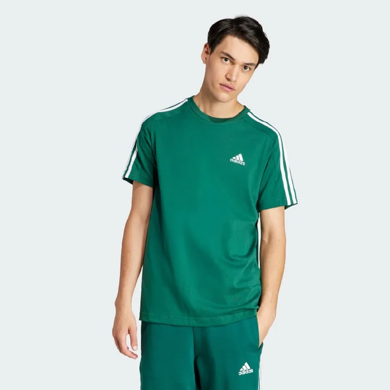 ADIDAS MEN'S ESSENTIALS 3-STRIPES GREEN TEE