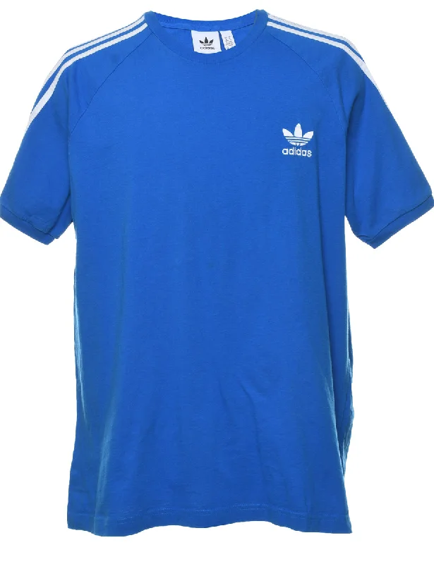 Clearance Sale Adidas Blue & White Contrast Plain T-shirt - XL