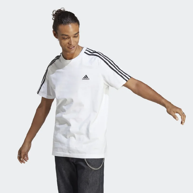 ADIDAS MEN'S ESSENTIALS SINGLE JERSEY 3-STRIPES WHITE TEE