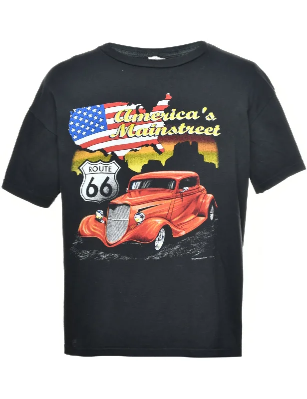 Unmissable Offer American Mainstreet Black Printed T-shirt - L