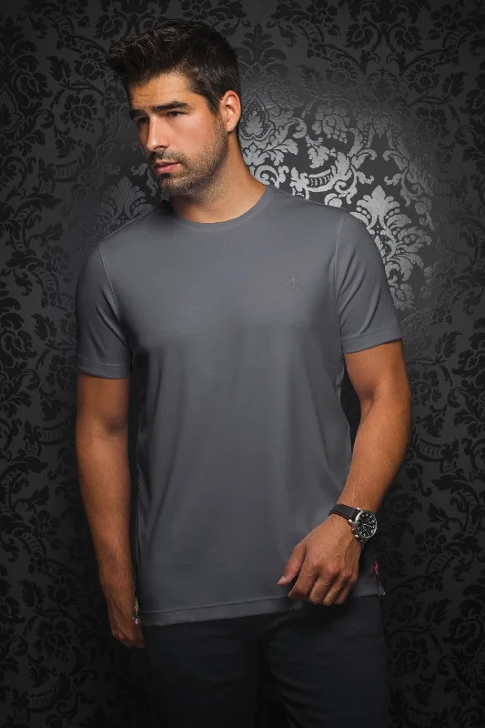 Year-End Deals Au Noir Stretch Short-Sleeve Shirt | T-shirt Crew Neck - Michae Med Grey