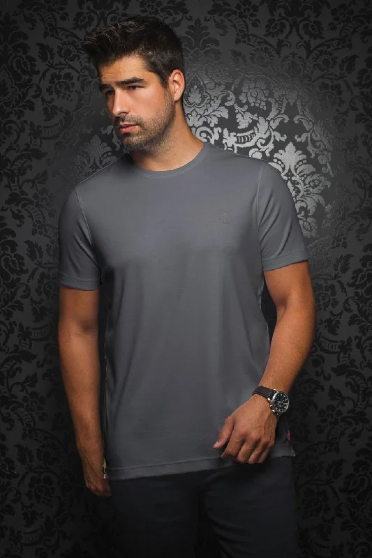 Exclusive Deal Au Noir Stretch Short-Sleeve Shirt | T-shirt Crew Neck - Michael Med Grey Exclusive Deal Au Noir Stretch Short-Sleeve Shirt | T-shirt Crew Neck - Michael Med Grey