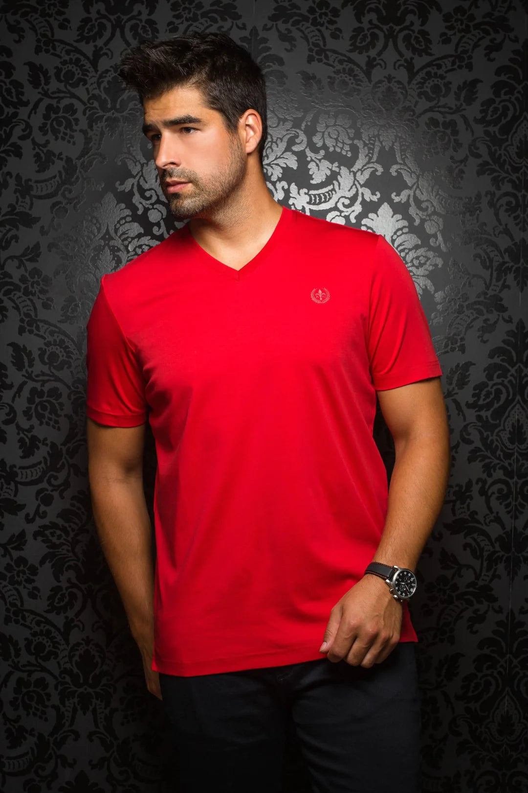 Take Action Au Noir Stretch Short-Sleeve Shirt | T-Shirt V-Neck - Michael Red