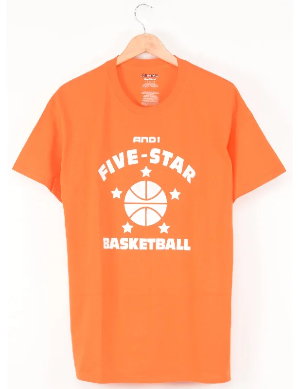 Mega Discount Basketball Printed Orange T-shirt - L