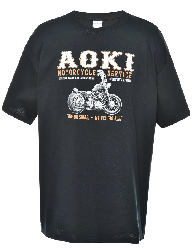 Weekend Deals That Wow Black Aoki Printed T-shirt - L