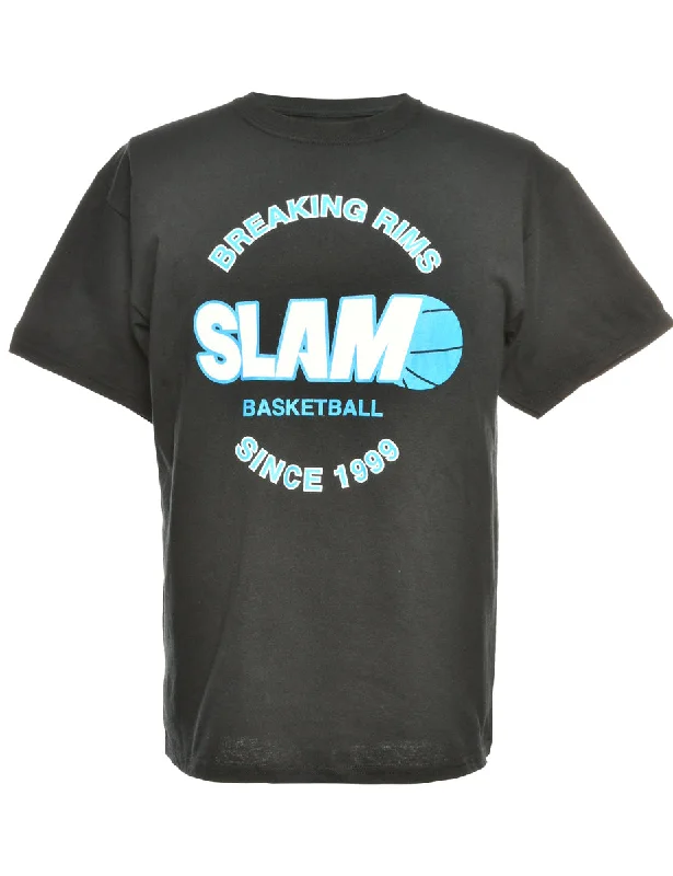 Act Now Black & Blue Basketball Design T-Shirt - L