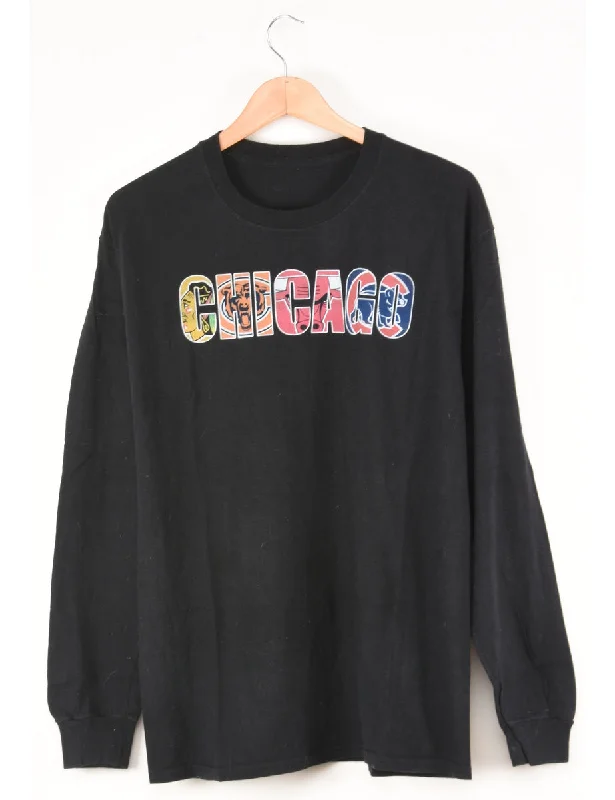 Weekend Deals That Wow Black Chicago Printed T-shirt - M