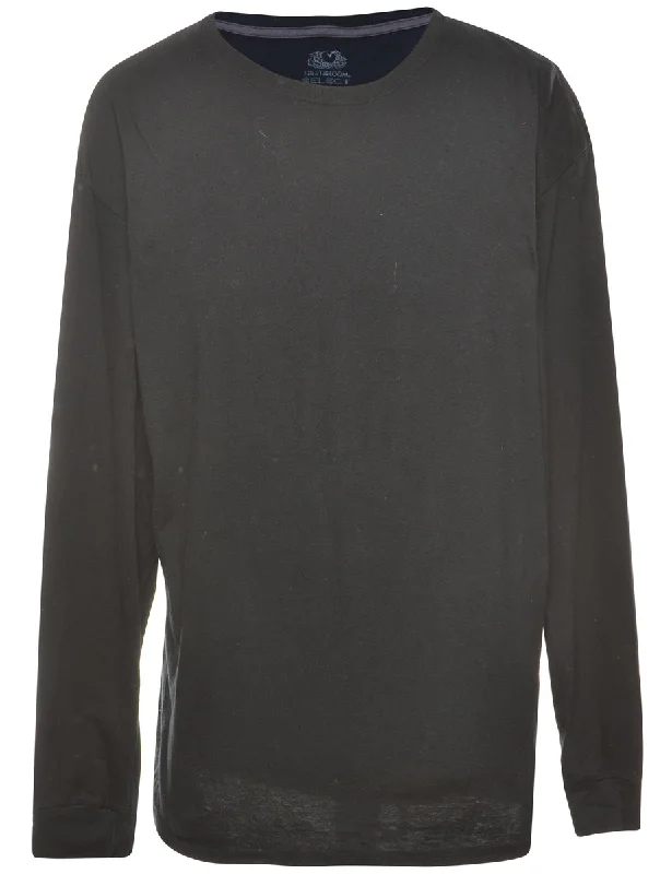 Super Sale Black Plain T-shirt - L
