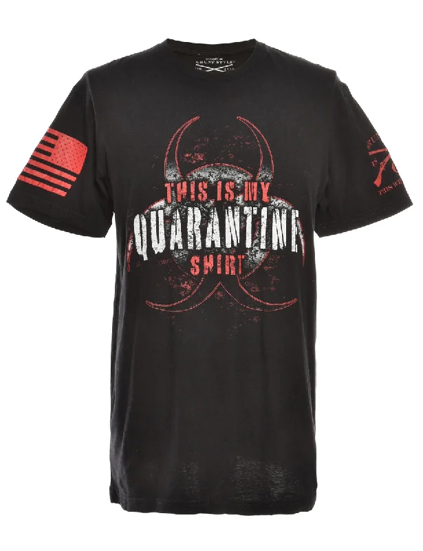 One-Day Only Black Printed T-shirt - M