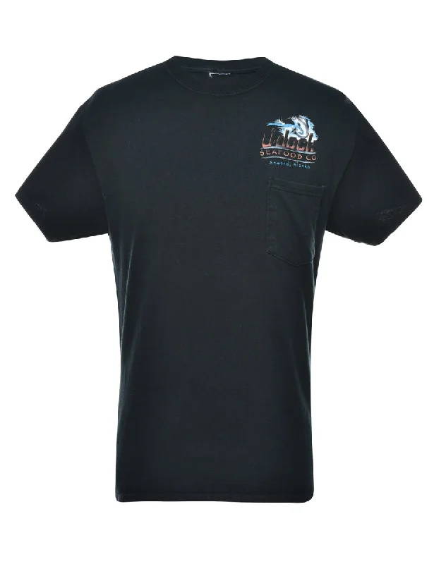 Pay Less Black Printed T-shirt - M