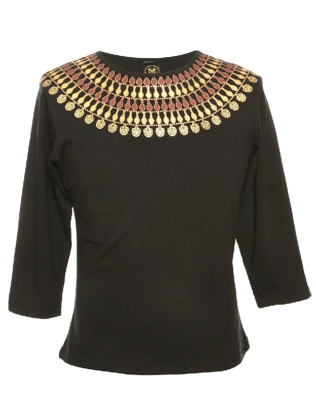 Weekend Offers That Shine Black Printed T-shirt - S